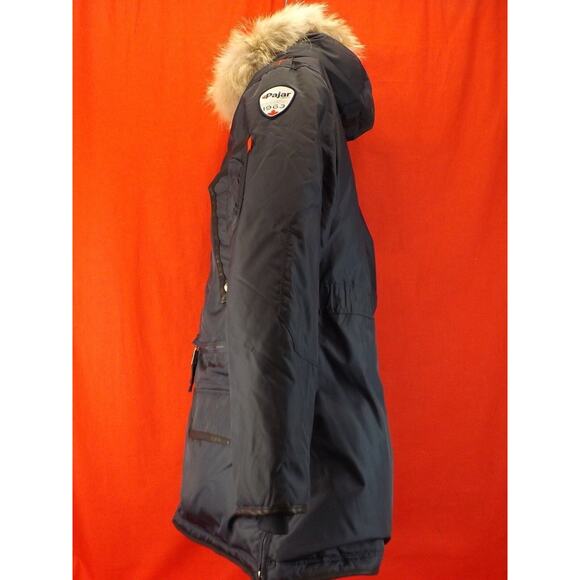 NEW PAJAR CANADA BLUE NYLON COYOTE FUR HOODIE EAGLE GOOSE DOWN JACKET XL - Picture 5 of 9